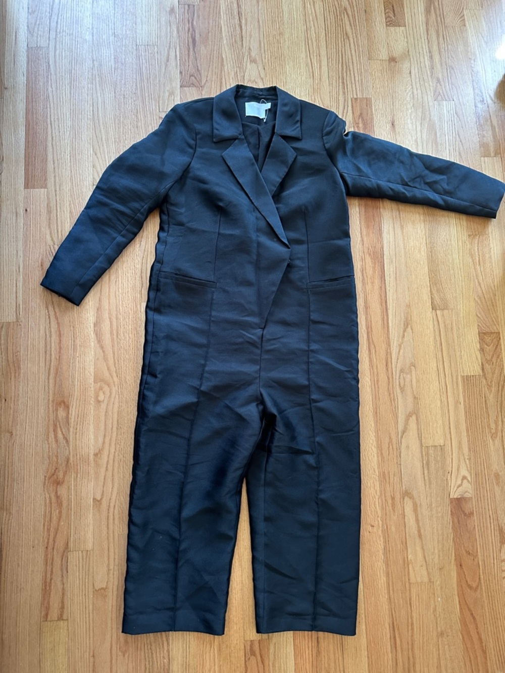 Classic Black Women's Long Sleeve tuxedo style Jumpsuit